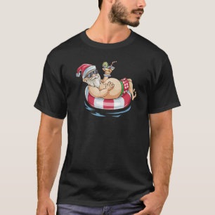 T-shirt Noël En Juillet Hawaii Père Noël Floatie Été