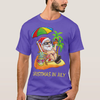 T-shirt Noël En Juillet Hawaiian Père Noël Ananas Été 