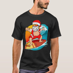 T-shirt Noël en juillet Hawaiian Père Noël Surfing Mele Ka