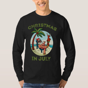 T-shirt Noël En Juillet Hawaiian Tropical Père Noël Party