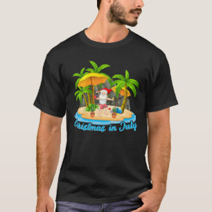 T-shirt Noël En Juillet Lunettes de soleil Père Noël Beach