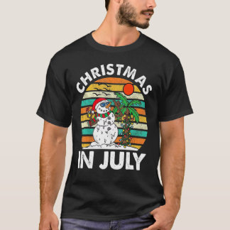 T-shirt Noël En Juillet Melting Snowman Beach Summer Ret