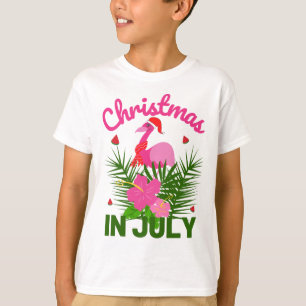 T-shirt Noël en juillet mignon père Noël flamingo