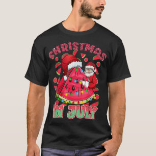 T-shirt Noël en Juillet Noël Pastèque Père Noël Beach Vaca