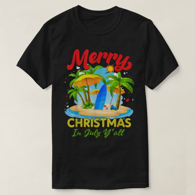 T-shirt Noël en juillet Palmier Arbre de Noël Plage d'Arbr (Design devant)