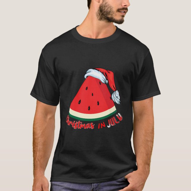 T-shirt Noël En Juillet Pastèque Arbre De Noël Été (Devant)