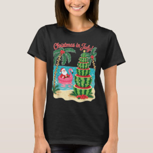 T-shirt Noël En Juillet Pastèque Noël Plage Père Noël