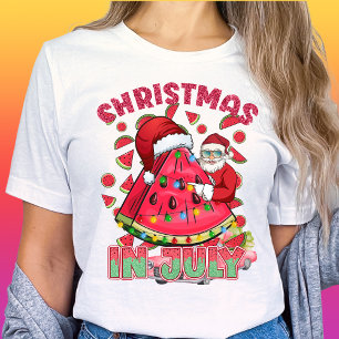 T-shirt Noël en Juillet Pastèque Père Noël-Tropical-Été