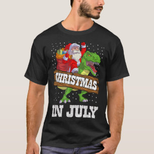 T-shirt Noël en juillet Père Noël Enfants garçons Dinosaur