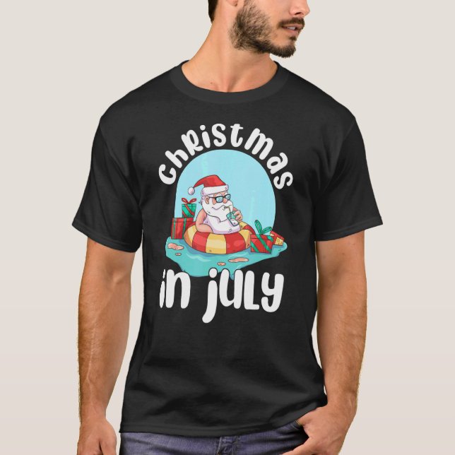 T-shirt Noël En Juillet Père Noël Été Flotte de maïs (Devant)
