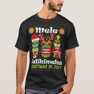 T-shirt Noël En Juillet Père Noël Hawaïen Tiki Mele Kaliki