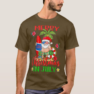 T-shirt Noël En Juillet Père Noël Hawaii Summer Beach Vaca