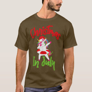 T-shirt Noël en juillet Père Noël Hawaiian Dabbing Unicorn