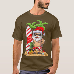 T-shirt Noël en juillet Père Noël Hawaiian Surfing Cadeaux