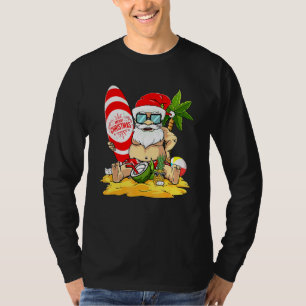 T-shirt Noël En Juillet Père Noël Hawaiian Surfing Pour Su