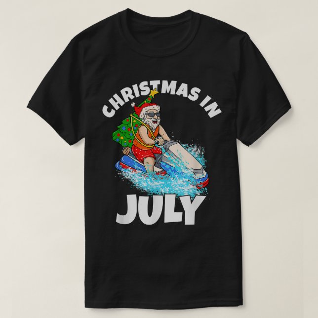 T-shirt Noël en juillet Père Noël On A Jetski et Noël  (Design devant)