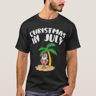 T-shirt Noël En Juillet Père Noël Palm Tree Beach Été Tri