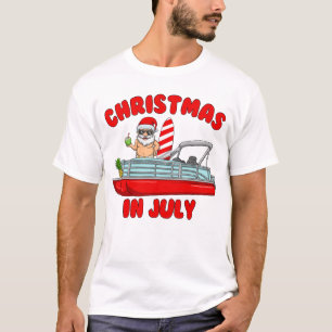 T-shirt Noël En Juillet Père Noël Pontoon Bateau Noël