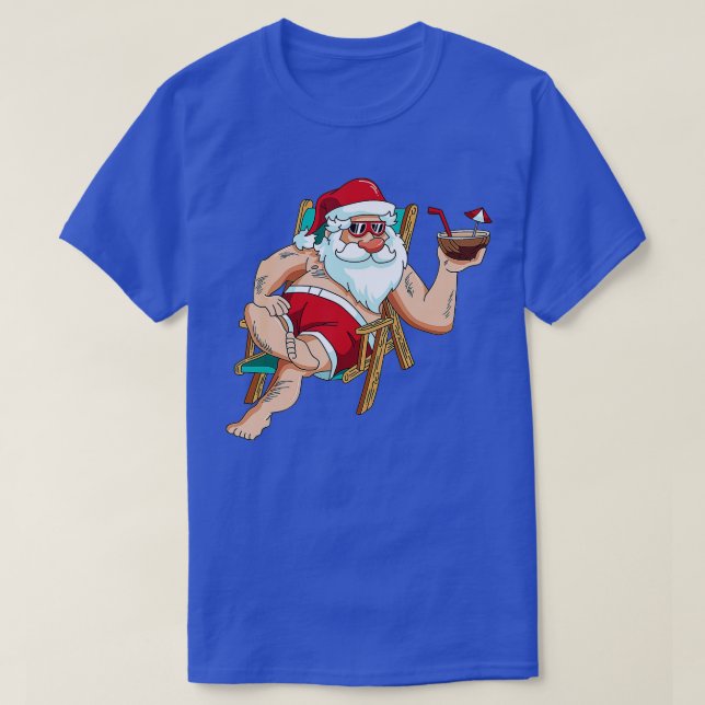 T-shirt Noël en juillet Père Noël sur la plage Fête de l'I (Design devant)