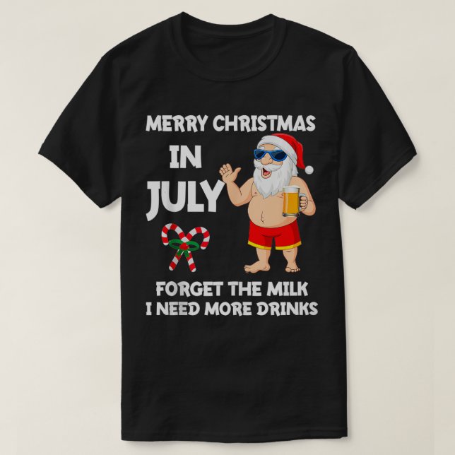 T-shirt Noël en juillet père Noël Vacances d'été Plage Amo (Design devant)