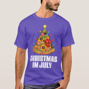 T-shirt Noël en juillet Pizza Xmas Tree Beach Vac d'été