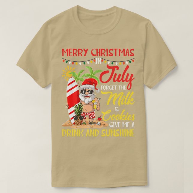 T-shirt Noël En Juillet Pool Party Père Noël Boire Été (Design devant)