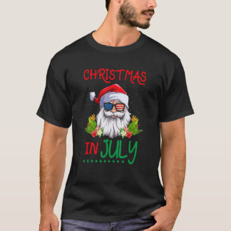 T-shirt Noël En Juillet Santa Claus Noël Plage D'Été