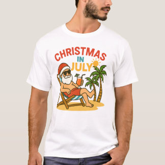 T-shirt Noël en juillet Santa Claus Plage Été