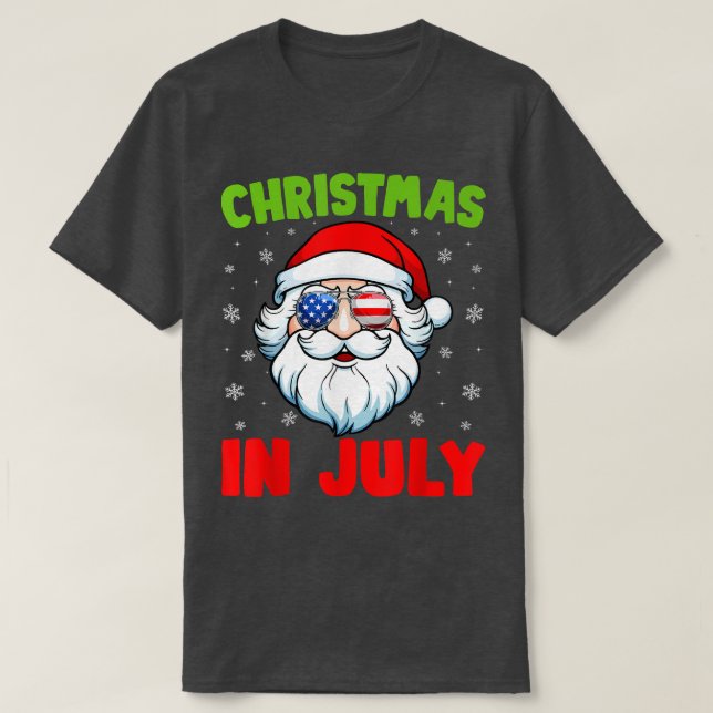 T-shirt Noël En Juillet Santa Claus Summer Swimming Funn (Design devant)