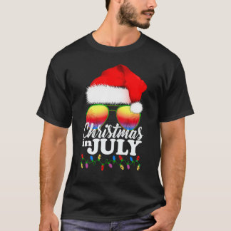 T-shirt Noël En Juillet Santa Hat Lunettes de soleil Cele