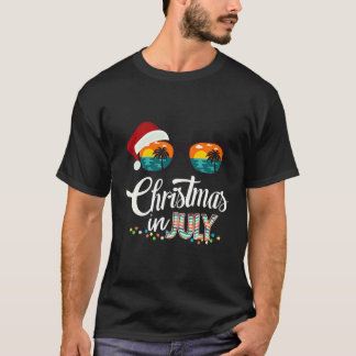 T-shirt Noël En Juillet Santa Hat Lunettes de soleil Cele