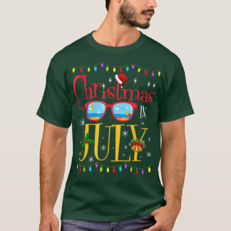 T-shirt Noël en Juillet Santa Hat Lunettes de soleil été C