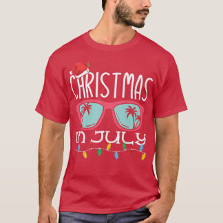 T-shirt Noël En Juillet Santa Hat Lunettes de soleil Été P