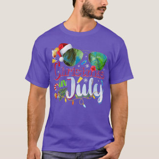 T-shirt Noël en juillet Santa Hat Lunettes de soleil Hawai