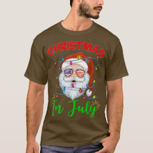 T-shirt Noël En Juillet Santa Hat Lunettes de soleil USA D