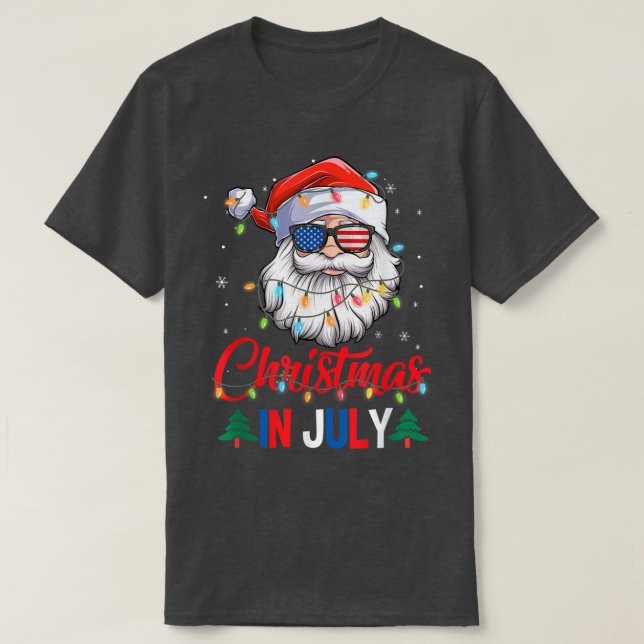 T-shirt Noël En Juillet Santa Hat Lunettes de soleil Usa D (Design devant)