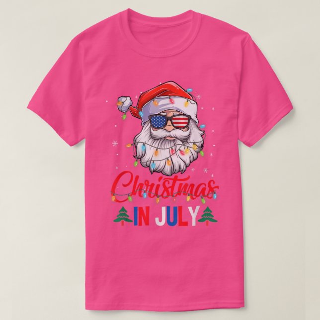 T-shirt Noël En Juillet Santa Hat Lunettes de soleil Usa D (Design devant)