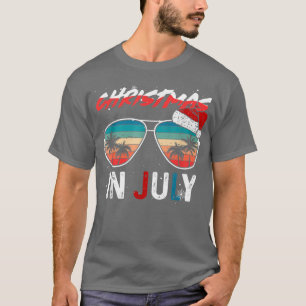 T-shirt Noël En Juillet Santa Hat Lunettes de soleil USA D