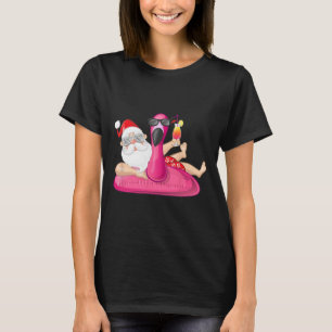 T-shirt Noël en juillet Santa Hawaii Flamingo Vacances d'é