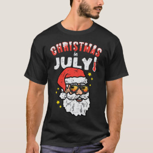 T-shirt Noël en Juillet Santa Lunettes de soleil Plage Xma