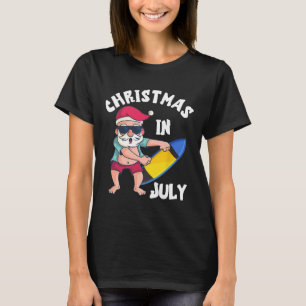T-shirt Noël en juillet Santa planche de surf Vacances d'é