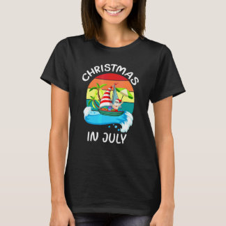 T-shirt Noël en juillet Santa Surfant Vacances d'été à la 