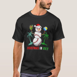 T-shirt Noël en Juillet Snowman de baseball joueur Amour d