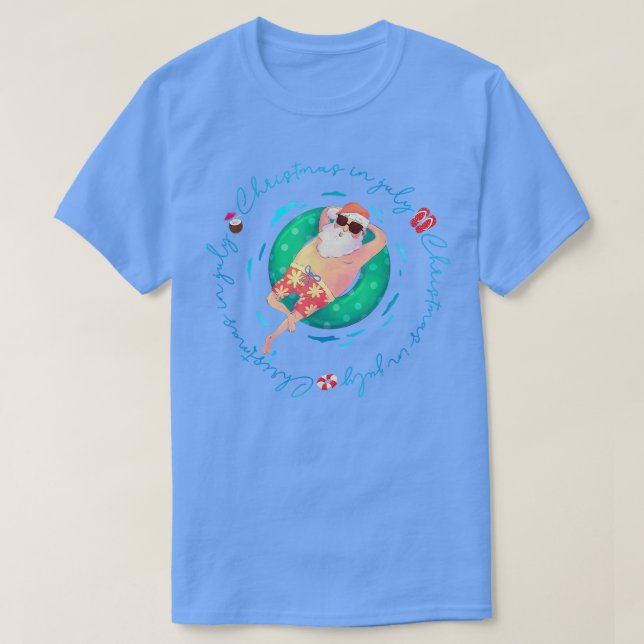 T-shirt Noël En Juillet TFunny Père Noël Summer Beach Vaca (Design devant)