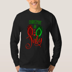 T-shirt Noël en juillet Tongs  Plage Vacances d'été