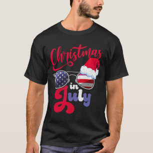 T-shirt Noël en juillet Usa Americain Chapeau de Santa