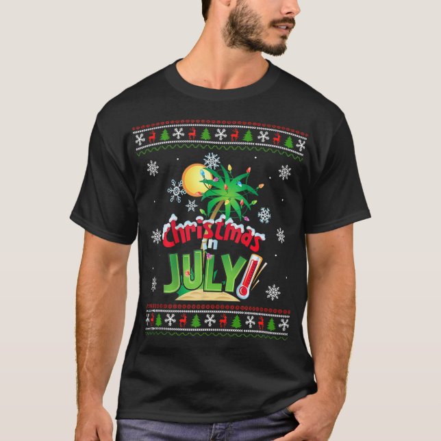 T-shirt Noël En Juillet Vacances Plage Été (Devant)