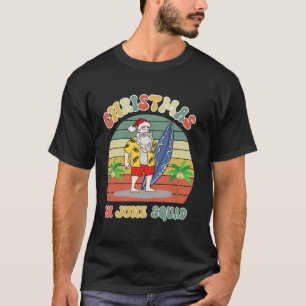 T-shirt Noël en juin Père Noël Beach Surfing Fun