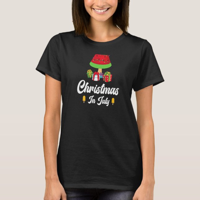 T-shirt Noël En Robe Juillet Pastèque Arbre Vœu (Devant)