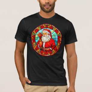 T-shirt Noël en verre tendu - Père Noël Ornements 3D-1